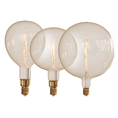 Three Decorative Transparent Glass Light Bulbs With Spiral Filament Design 3d model
