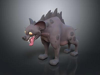 Game Movie Character Hyena Featuring Gray Body Dark Spots Spiked Back Yellow Eyes Sharp Teeth 3d model