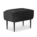 Black Modern Striped Texture Ottoman With Upholstered Surface And Slim Legs