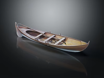 Traditional Wooden Boat Featuring Classic Hull Structure And Handcrafted Seats Design 3d model