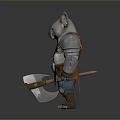 Koala Game Movie Character Wearing Armor Holding Axe Adventurous 3D Design