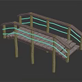 Rustic Wooden Bridge With Weathered Railings Planks And Support Posts