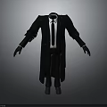 Black Long Formal Coat Outfit Featuring White Shirt Black Tie Gloves And Shoes