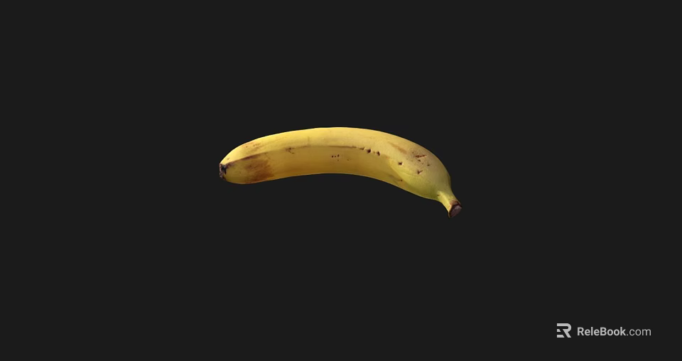 Ripe Yellow Banana Isolated On Black Background For Fresh Fruit 3d model 