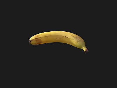 Ripe Yellow Banana Isolated On Black Background For Fresh Fruit 3d model