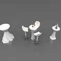 White Modern Bar Tables With Chairs Wine Glass And Flower Decorations