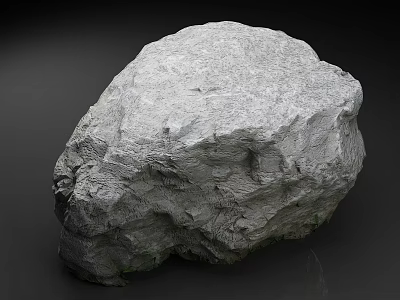 Gray Stone With Rough Surface Natural Texture And Green Moss On Black Background 3d model