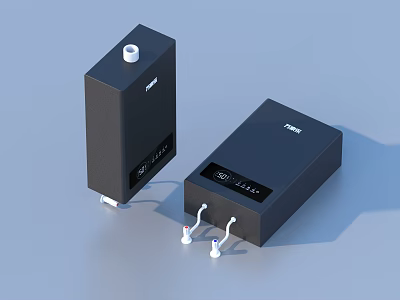 Sleek Black Household Devices With Digital Display And Power Cords For Daily Home Use 3d model