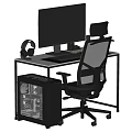 Computer Desk Office Desk and Chair Combination Desk 3d model