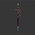Classic Decorative Sword With Slender Blade Green And Red Accents On Hilt Traditional Weapon Design
