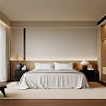 Modern Bedroom Interior Featuring Bed With White Sheets Open Wardrobe Lamp Vase And Blinds