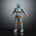 Armored Sci Fi Warrior Character With Blue And Brown Detailed Armor Design