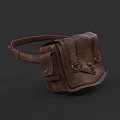 Vintage Brown Leather Fanny Pack With Leather Strap Metal Buckles And Small Pockets