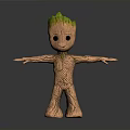 Humanoid Tree Creature With Green Crown And Trunk Body Standing Arms Outstretched
