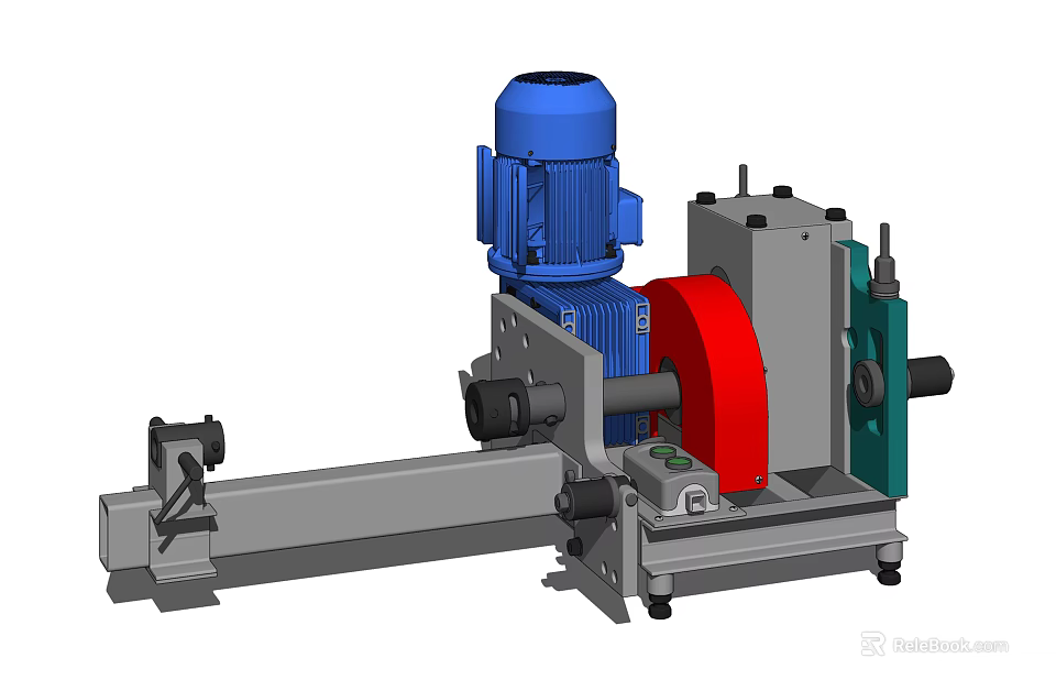 Industrial Equipment With Blue Motor Red Roller And Gray Metal Frame Structure 3d model 
