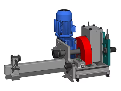 Industrial Equipment With Blue Motor Red Roller And Gray Metal Frame Structure 3d model