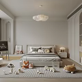 Cozy Kids Room Interior With Bed Stuffed Toys Rug Chalkboard And Bookshelf