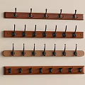 Wooden Wall Mounted Hook Racks With Multiple Metal Hooks For Home Use
