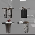 Elegant Modern Side Tables With Marble Tops And Brass Bases Various Designs 3d model