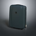 Dark Teal Hard Shell Suitcase With Rolling Wheels And Brand Logo Design 3d model