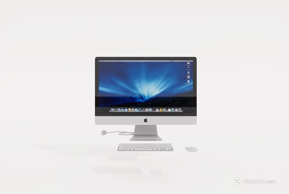 Sleek All in One Desktop Computer With Wide Screen Display Keyboard And Mouse 3d model 