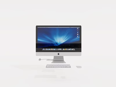 Sleek All in One Desktop Computer With Wide Screen Display Keyboard And Mouse 3d model