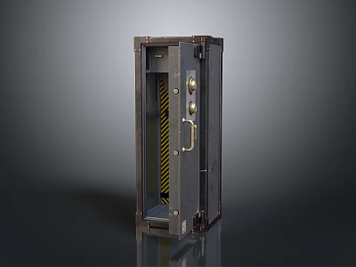 Secure Metal Home Safe With Combination Lock And Striped Interior Design 3d model