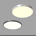 Modern Round Ceiling Lights with White and Black Frames on Gray Ceiling for Bright Illumination 3d model