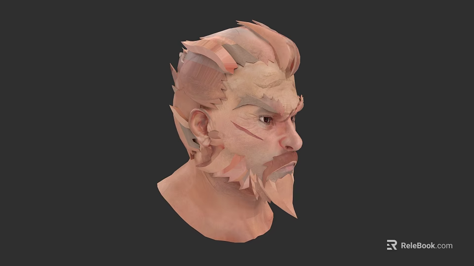 3D Rendered Game Character Head With Horns And Tribal Facial Markings 3d model 