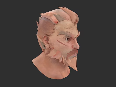 3D Rendered Game Character Head With Horns And Tribal Facial Markings 3d model