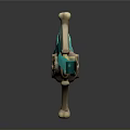 Fantasy Decorative Sword with Blue Serrated Blade Golden Hilt and Green Handle