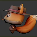 Cute Orange Cat Game Movie Character Wearing Hat With Cigar And Sleepy Eyes In Jacket