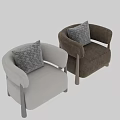 Light Gray Fabric Single Sofa With Diamond Pattern Cushion And Wooden Legs