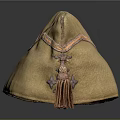 Stylish Brown Fabric Hat With Pink Stitching And Side Tassel Decoration
