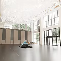 Luxurious Hotel Lobby Interior Design With Crystal Chandelier Grand Piano And Marble Walls