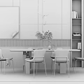 Modern Dining Table and Chair Combination 3d model