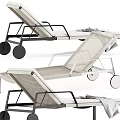 Modern Woven Lounge Chair with Metal Frame and Rolling Wheels and Soft Towel on Top