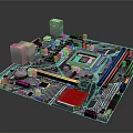 Detailed Computer Motherboard Circuit Board With CPU Socket And Capacitors