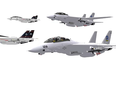 Military Fighter Jets In Flight With Distinct Tail Designs And Markings 3d model