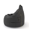 Black Leather Bean Bag Chair With Stitched Design And Metal Accents For Comfortable Seating