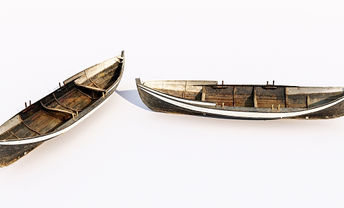 Old wooden boat Modern boat 3d model