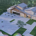 Modern Visitor Center With Wooden Stone Exterior And Green Landscaped Surroundings