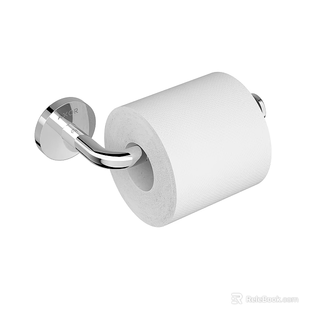 Chrome Wall Mounted Toilet Paper Holder Essential Bathroom Accessory White Roll 3d model 