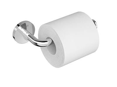 Chrome Wall Mounted Toilet Paper Holder Essential Bathroom Accessory White Roll 3d model