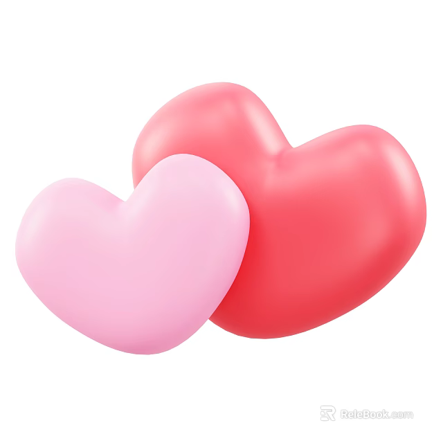Pink And Red Heart Shaped Decorative Ornament Set For Home 3d model 