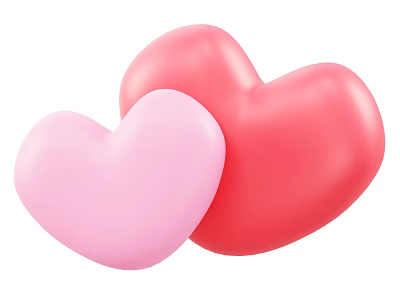 Pink And Red Heart Shaped Decorative Ornament Set For Home 3d model