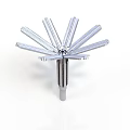Silver Metal Mechanical Equipment With Radial Blades And Central Shaft Structure