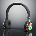 Stylish Over Ear Headphones With Colorful Patterned Ear Cups And Black Headband Design