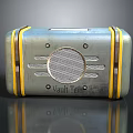 Vault Tec Retro Electronic Radio With Silver Yellow Design And Speaker Grille