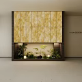 Modern Elegant Elevator Hallway With Marble Wall Panels Green Plant Decorations And Recessed Lighting